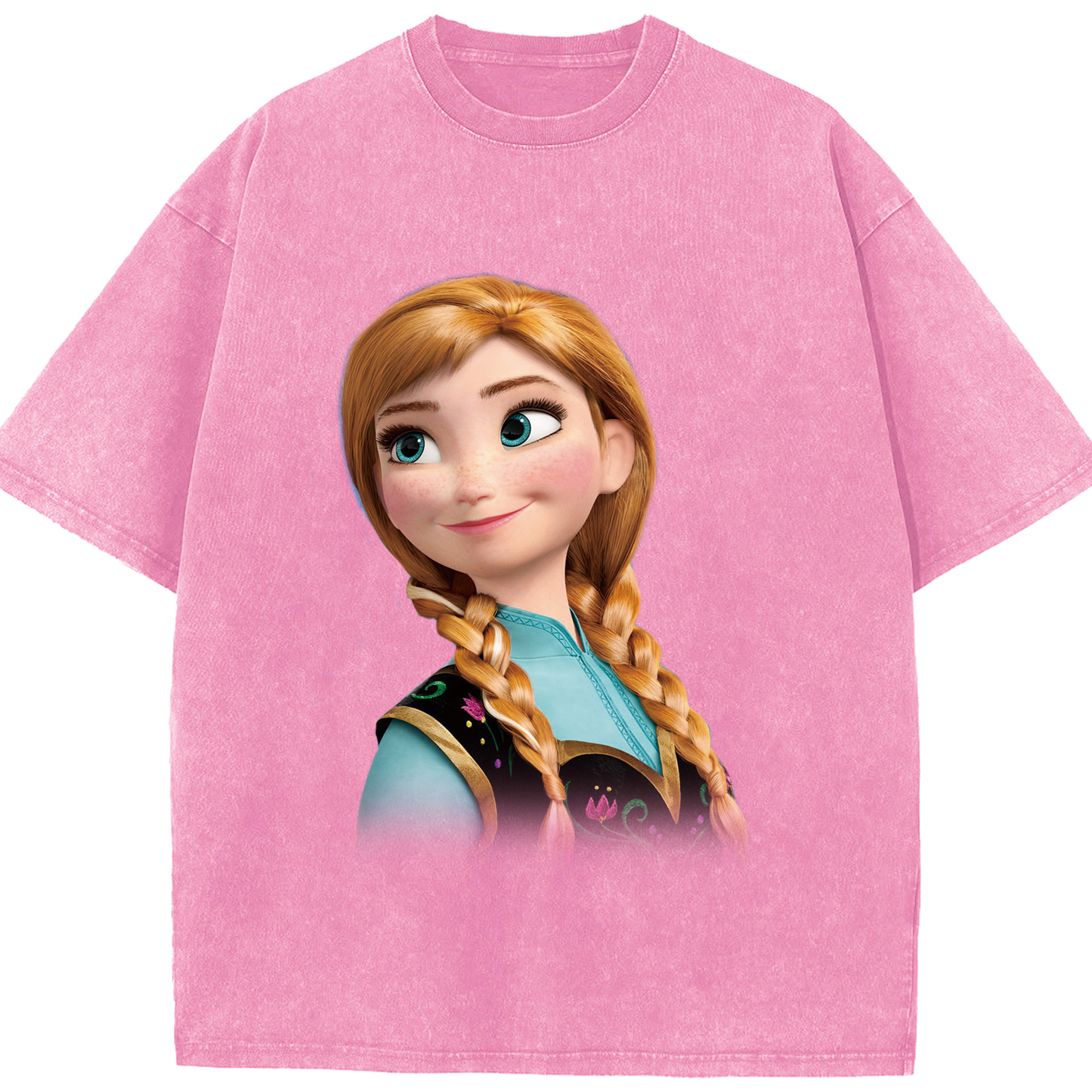 （画像用） アナと雪の女王 アンナ エルサ Frozen Anna Elsa 綿100% ヴィンテージ風 半袖Tシャツ（フロントプリント）